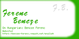 ferenc bencze business card